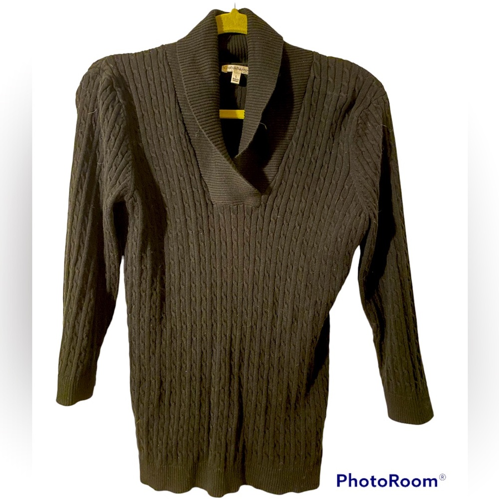 Woman’s Croft and Barrow Shawl Collar Black Large Sweater